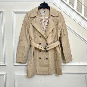 NWOT Crew Women's Trench Coats With Belt Jackets Flower lining Size 10 Khaki